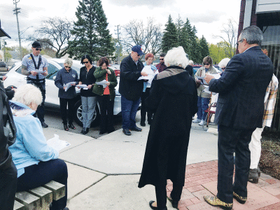  A group of people gathered May 4 at the David Hanselman Municipal Complex  for the Center Line’s National Day of Prayer.  