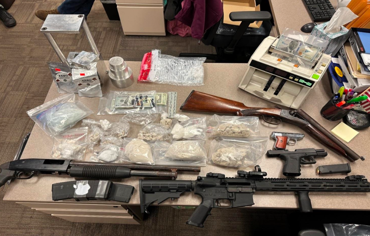  Officers allegedly found 1 kilogram of fentanyl, 200 grams of cocaine, two narcotic presses, a sawed-off shotgun, an alleged stolen assault rifle and three other firearms in the Detroit residence.   