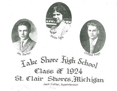  This historical photo shows the first three students who graduated from Lake Shore High School in 1924. 