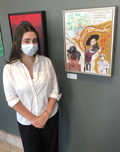  University Liggett School senior Isabella Vidal — who graduated this spring — was among the students chosen for a Wayne County high school art show at the Detroit Institute of Arts. She’s pictured here with her work, “Percepción de un Mestizo.” 
