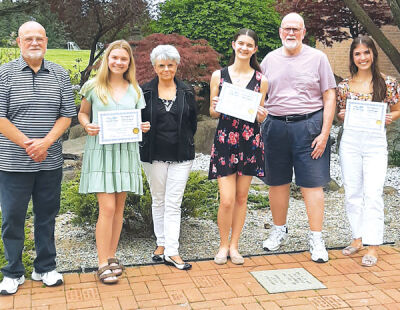  From left are John Ruggirello, Madison Stewart, Joann Ruggirello, Katelyn Kraemer, Don Brasch and Alayna Haag. Stewart, Kraemer and Haag received scholarships from the Clinton Township Friends of the Senior Center. 