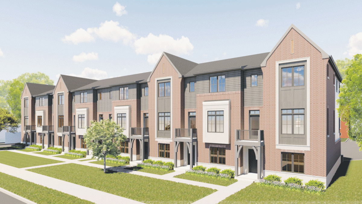  This architectural rendering — recently approved by the Grosse Pointe City Council — shows what the front of the new townhouses on Notre Dame Street in Grosse Pointe City will look like. 