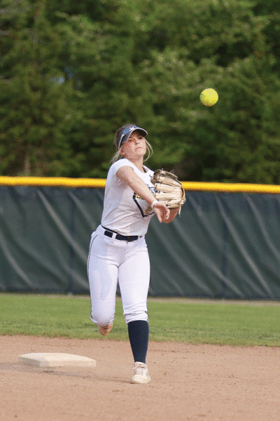  Rochester Hills Stoney Creek senior Maddie Laviolette makes a throw during a team practice May 22 at Stoney Creek High School. 