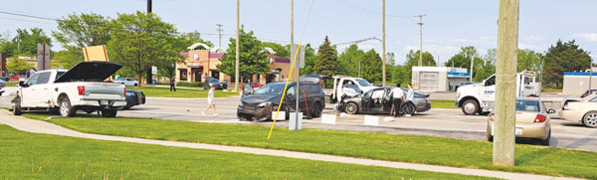 Police said a medical issue led to a seven-vehicle crash at the intersection of Grand River Avenue and Wixom Road May 21. 