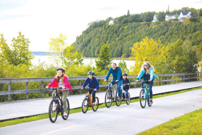  Bike rentals can be found along the village’s Main Street and at some hotels. It’s an 8-mile trek around the island and you can pedal at your own pace.  
