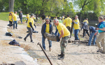  Volunteers clean up debris at Veterans Memorial Park as part of the 28th Nautical Coast Cleanup.  