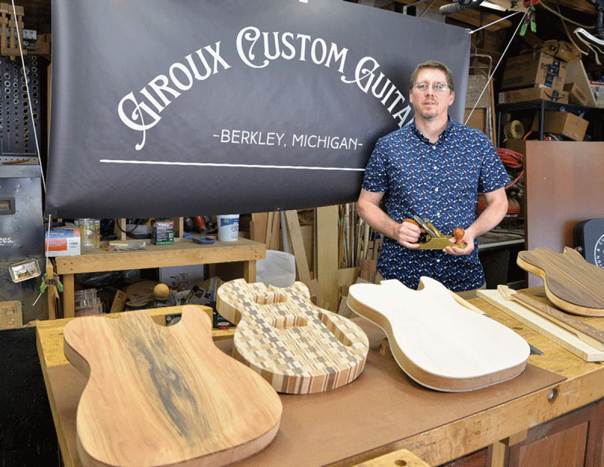 Berkley resident Paul Giroux will be bringing 14 custom guitars to the Berkley Art Bash June 10. Though he’s been making custom guitars since he was young, Giroux began selling them in 2021. 