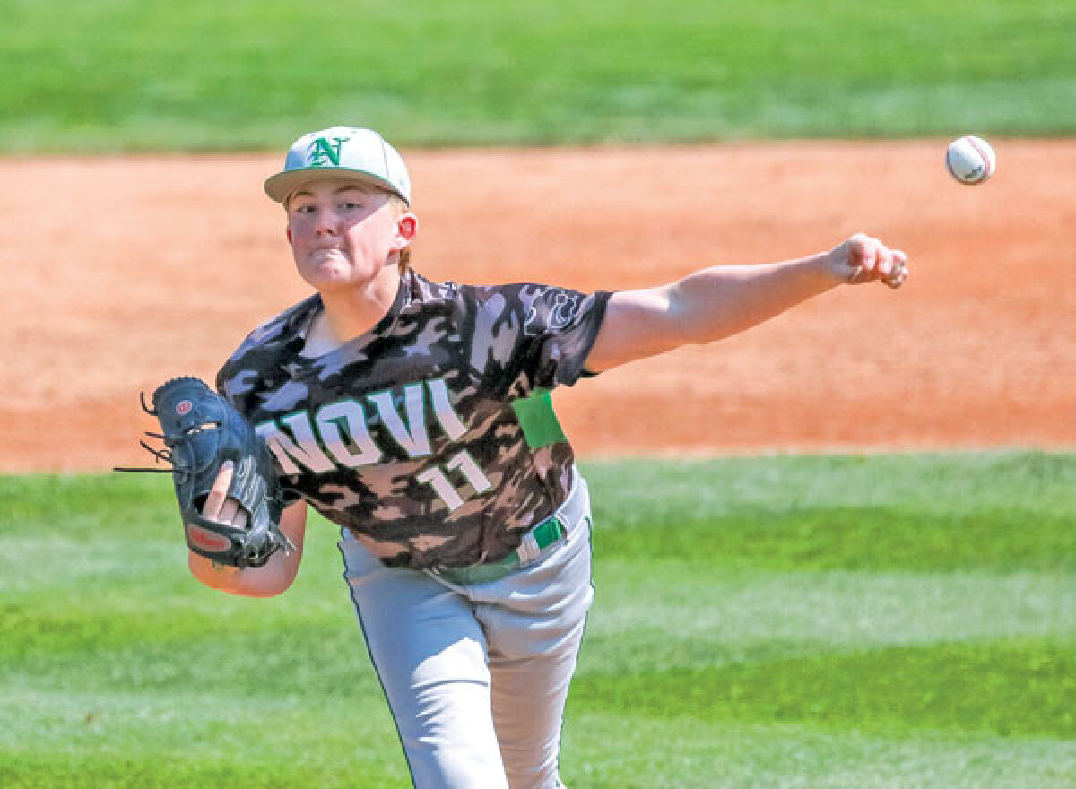  Novi sophomore Uli Fernsler threw a complete game and struck out eight to lead Novi to an 8-3 win over Brownstown Woodhaven June 17 at Michigan State University. 