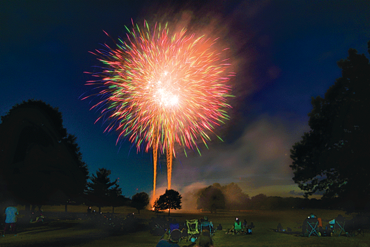  The crowd at Rackham Golf Course watches the fireworks during Huntington Woods’ Fourth of July show last year. Huntington Woods will have multiple Fourth of July events taking place in the days leading up to July 4, ending with the city’s parade and fireworks show. 