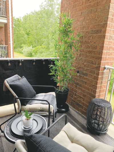  “Simple yet classy, this outdoor living space provides a breath of fresh air at any time of the day or summer night,” Shelby Township  resident Sylvia Finnigan said of her balcony.  