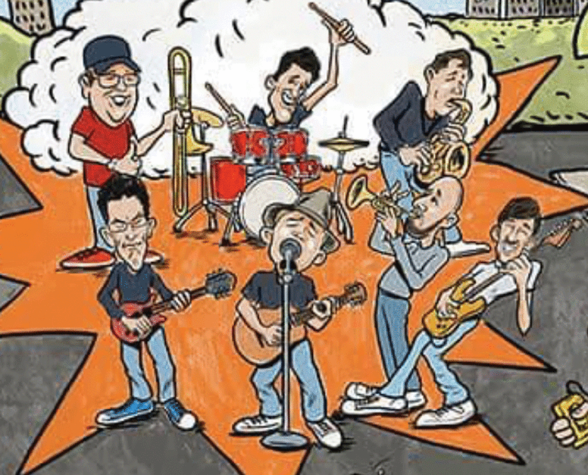  This illustration of the band PBM is from a poster promoting the band’s upcoming show in July, a  record release party for the band’s new CD. 