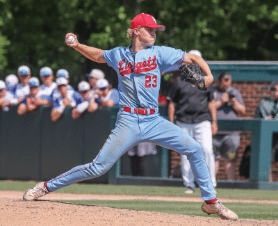  Liggett junior Preston Barr delivers a pitch during the state finals. 