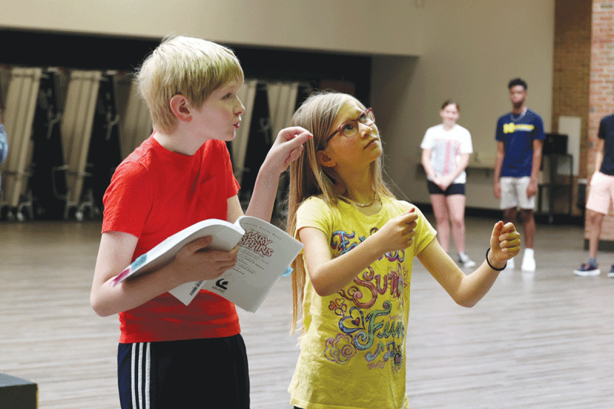  Students rehearse lines in preparation for Rochester Community Schools’ Summer Musical Theatre  production of “Mary Poppins: The Broadway Musical.”  