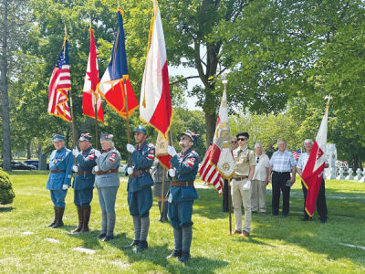 Pictured is the Blue Army Color Guard. 