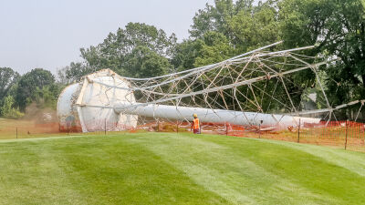  The water tower at the St. Clair Shores Golf Club was taken down by a demolition crew shortly after 11 a.m. on July 17.  
