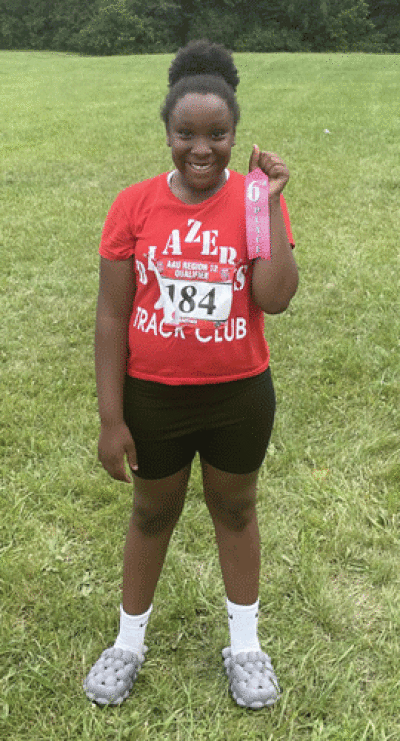  Clintondale seventh grader Madison McCann placed sixth in the shot put event to qualify for the 2023 AAU Track and Field Junior Olympics. 