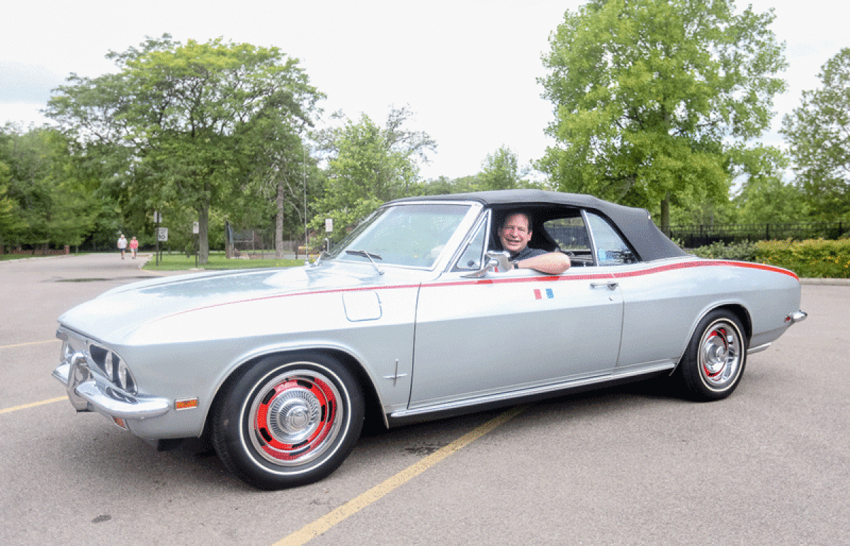  Bill Shuster, of Grosse Pointe Park, remembers when his dad, Stuart Shuster, brought home the 1969 Chevrolet Corvair Monza.  