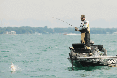  Tennessee native  Jacob Foutz, who finished sixth in the  tournament, attempts to reel  one in on Lake St. Clair. 