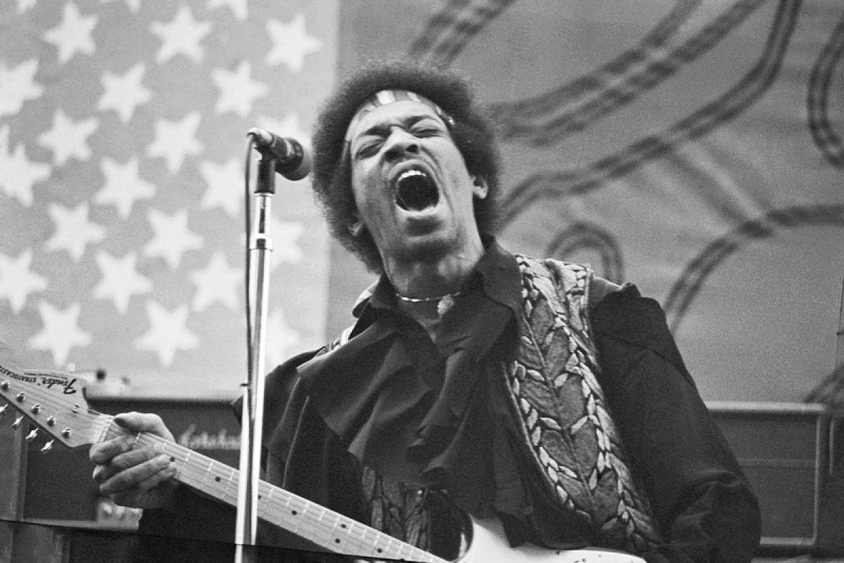  This photo of Jimi Hendrix at the Golden Bear Raceway in Sacramento on April 26, 1970, was included in Hendrix’s compilation album “South Saturn Delta,” released in 1997. 