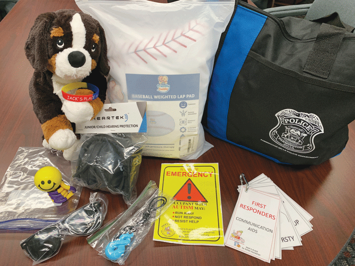  Sensory bags placed in Farmington Hills Police Department vehicles can help first responders avoid potentially stressful interactions with autistic individuals. 