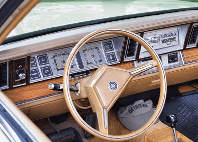  The interior of Copland’s 1982 Chrysler LeBaron convertible brings back memories of driving in the 1980s. 