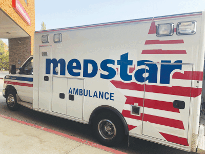  A Medstar ambulance delivers a patient to Ascension St. John Hospital in Detroit. Grosse Pointe Woods recently signed a new contract with Medstar to continue providing emergency medical services to the community. 