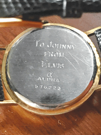   Elvis Presley was known for buying presents for his family and friends. He gave Johnny Lang this watch in 1959. Engraved, it reads  “To Johnny From Elvis.” 