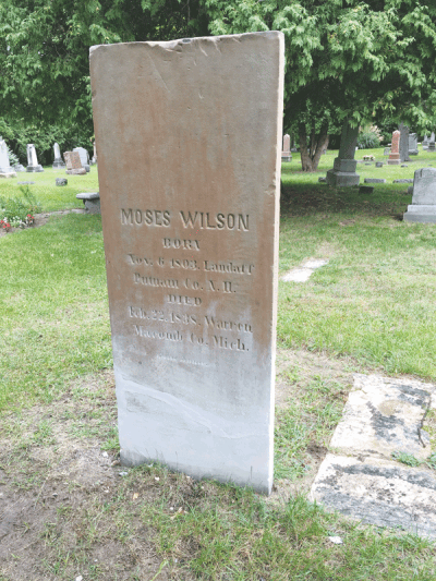  Moses Wilson was the first to be buried at the Warren Union Cemetery.  