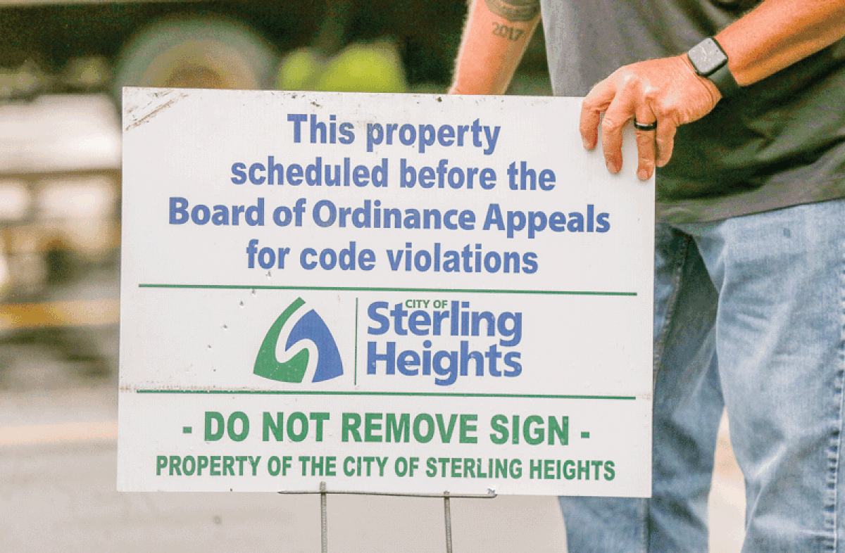  When a residential or commercial property in Sterling Heights is identified as receiving violations, a sign is placed on the site. While residents participating in the Visioning 2040 plan recently listed strong property values as a strength of Sterling Heights, residents and city staff also listed property maintenance issues as an emerging threat.  