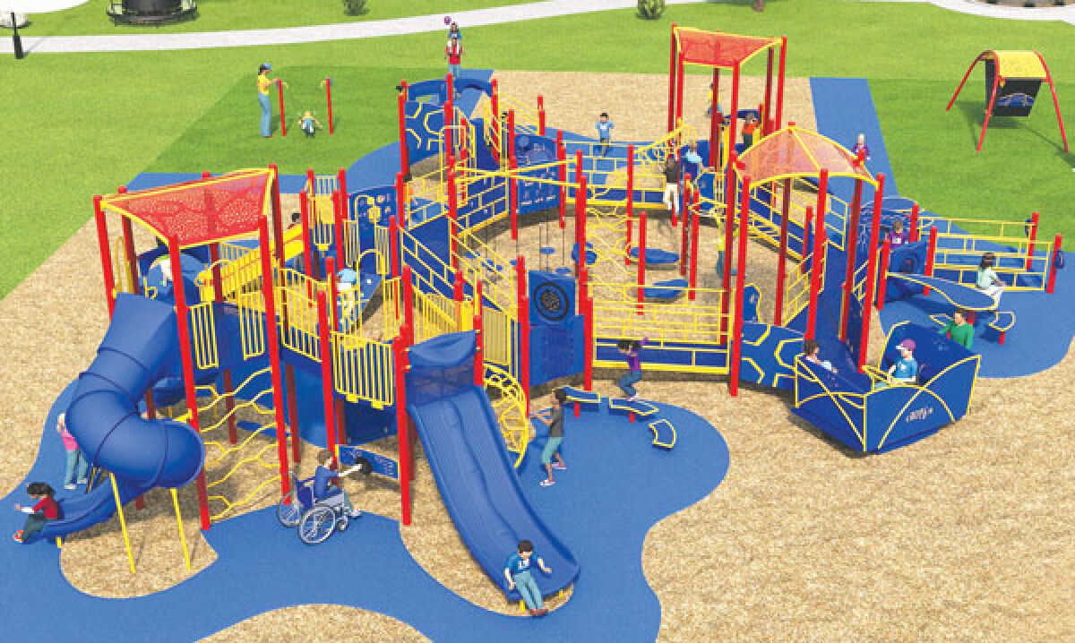  Pictured is a rendering of the new Lathrup Village Municipal play structure.  