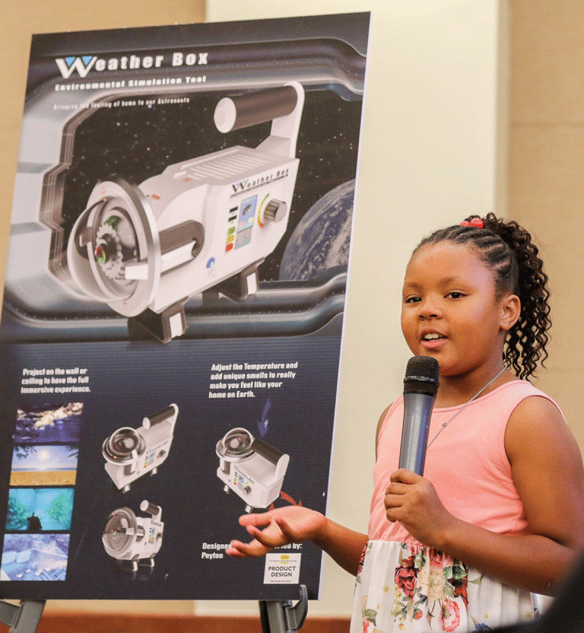  Briarwood Elementary School fourth grade student Peyton Chatman designed a “weather box” astronauts can use while orbiting the earth. 
