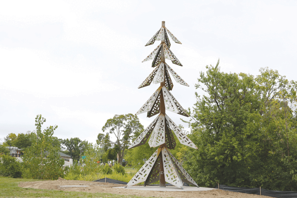  Erik and Israel Norden built a tree-shaped sculpture in Clinton Township memorializing David Bonior’s legislative and personal passion for environmental causes. 