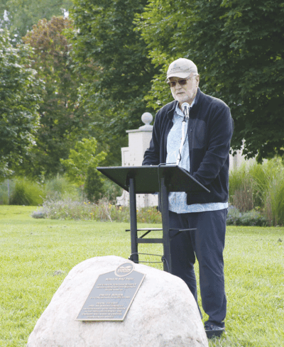  David Bonior speaks at a dedication ceremony for the David Bonior Trail in Clinton Township on the morning of Sept 9. 