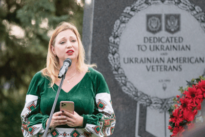  Warren shows its support for Ukrainian Independence Day at the Ukrainian and Ukrainian-American Veterans Memorial. 