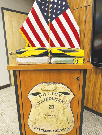  Sterling Heights police say this collection of cocaine was recovered during a Sept. 6 search of a semi-truck and trailer near a plaza in Sterling Heights. 