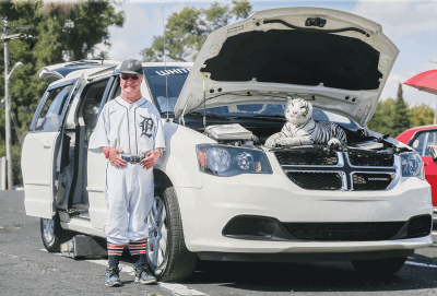  Jamie Victory, of St. Clair Shores, brought his Dodge 2013 Grand Caravan “White Lightening KITT” to Jammin’ at the Junction. Victory, of St. Clair Shores,  is writing a book about his  experiences with the van. 