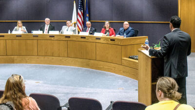  Candidates took questions in council chambers at City Hall during the recent town hall. 