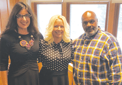  At left, Grosse Pointe Park Mayor Michele Hodges and, at right, River Rouge Mayor William L. Campbell stand with Bridgette Bowdler, the new Park city clerk. 
