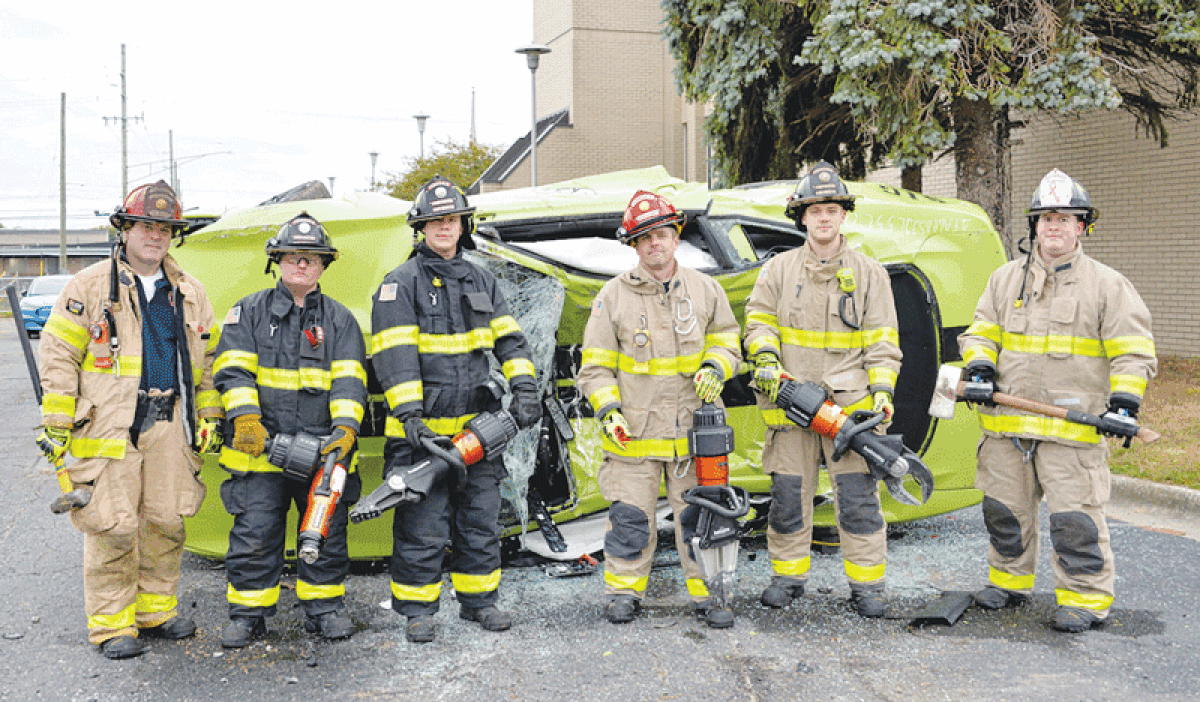  Ferndale firefighters participated in a Jaws of Life exercise Oct. 17 to practice using tools to save people trapped in vehicles. 