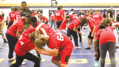  Photo by Patricia O’Blenes Fraser High School was packed with 170 wrestling camp attendees on Oct. 28. The camp was held in conjunction with the United States Marine Corps, the USMC Sports Leadership Academy and Olympic medalist Myles Amine. 