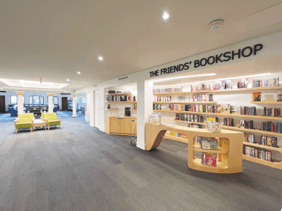  The center gallery at the Baldwin Public Library now features the Friends bookshop. 