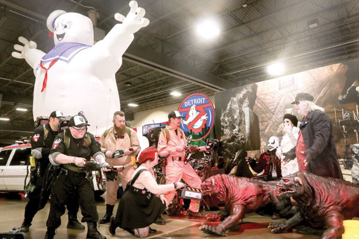  Ghostbusters, seen here at the May 2023 Motor City Comic Con, will be back at the fall convention at the Suburban Collection Showplace Nov. 10-12. Kids will be able to make slime with the Ghostbusters. 