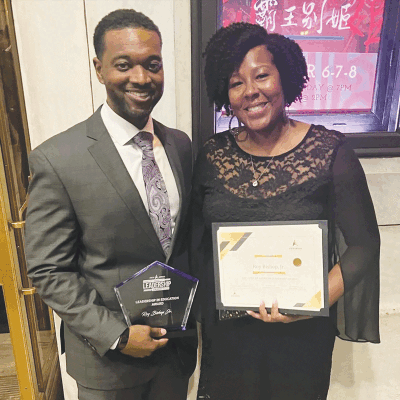  Grosse Pointe Public School System Deputy Superintendent of Educational Services Roy Bishop Jr. — pictured with his wife, Latoya Bishop — was among the recipients this fall of a Leadership in Education award. 