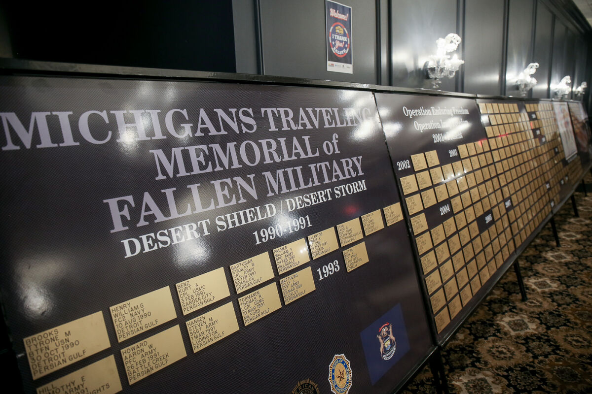  The veterans were able to view Bill Lynn’s Michigan’s Traveling Memorial of Fallen Heroes. 