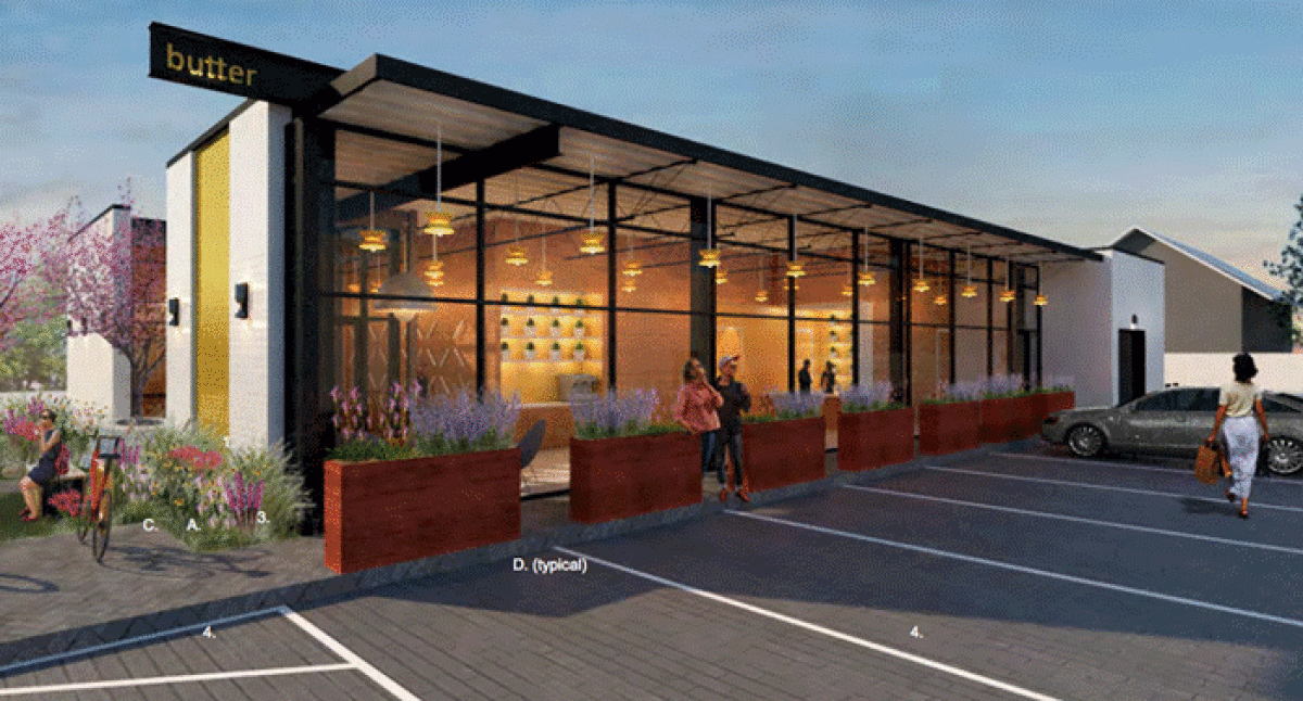  A rendering by Ferndale-based architectural firm Five-Eights shows what the marijuana retail store named “butter” could look like after its completion. 