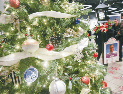  The public can vote online for their favorite tree in the Parade of Trees contest. The “For the Love of Sports,” by Rick Mahorn and family,  is in the running to support  Gleaners Community Food Bank of Southeastern Michigan. 