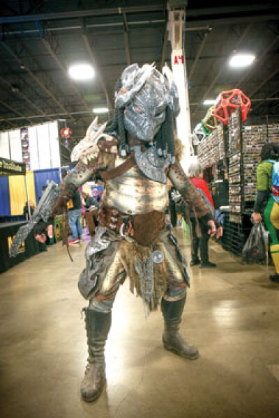  Mark Martell, of Farmington, cosplays as a Viking Predator during the 2023 fall Motor City Comic Con on Sunday, Nov. 12. 
