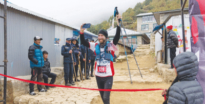  Jason Boschan finished the Everest Marathon in 10 hours, 41 minutes and 29 seconds. 