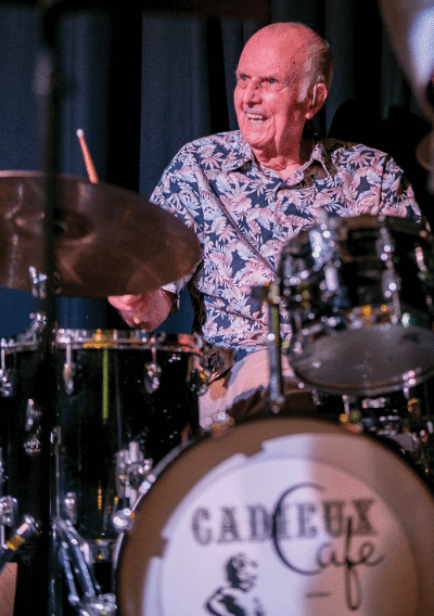  Legendary local drummer Bob Pinterich — seen here performing April 24 with Marge’s Bar Band at the Cadieux Café in Detroit — has performed with the likes of Mel Tormé, Luciano Pavarotti and Rodney Dangerfield. 