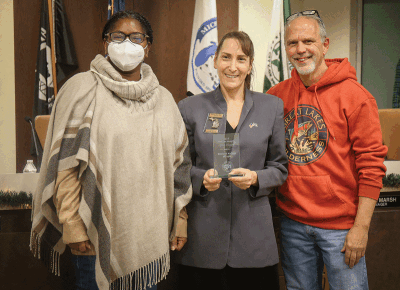 Madison Heights Mayor Roslyn Grafstein, middle, presents Keleila and Kevin Wright with the Madison Heights Spirit Award Nov. 27. The couple founded Madison Heights Citizens United and organize the annual Juneteenth Celebration. 